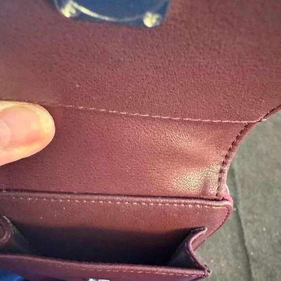 Burgundy Faux Leather Tassel Wristlet/Crossbody purse. - Picture 8 of 10